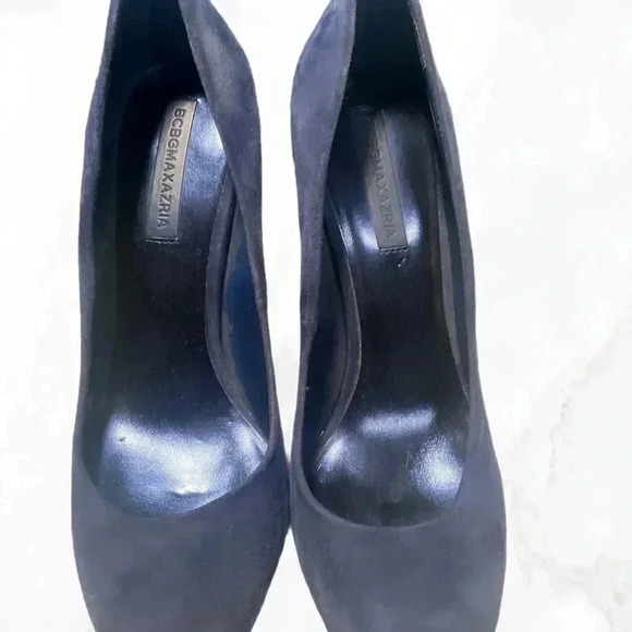 BCBG stylish trendy day 2 nite  platform blue suede leather stiletto heel 8.5 - Picture 4 of 6